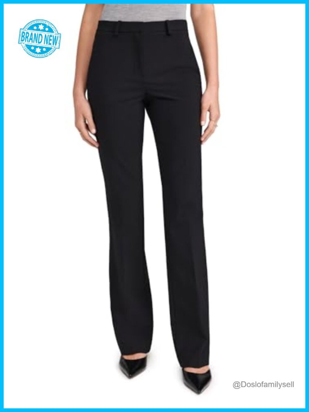 Slim Trousers Mid Rise Straight Leg Flat Front Suiting Formal Business Pants